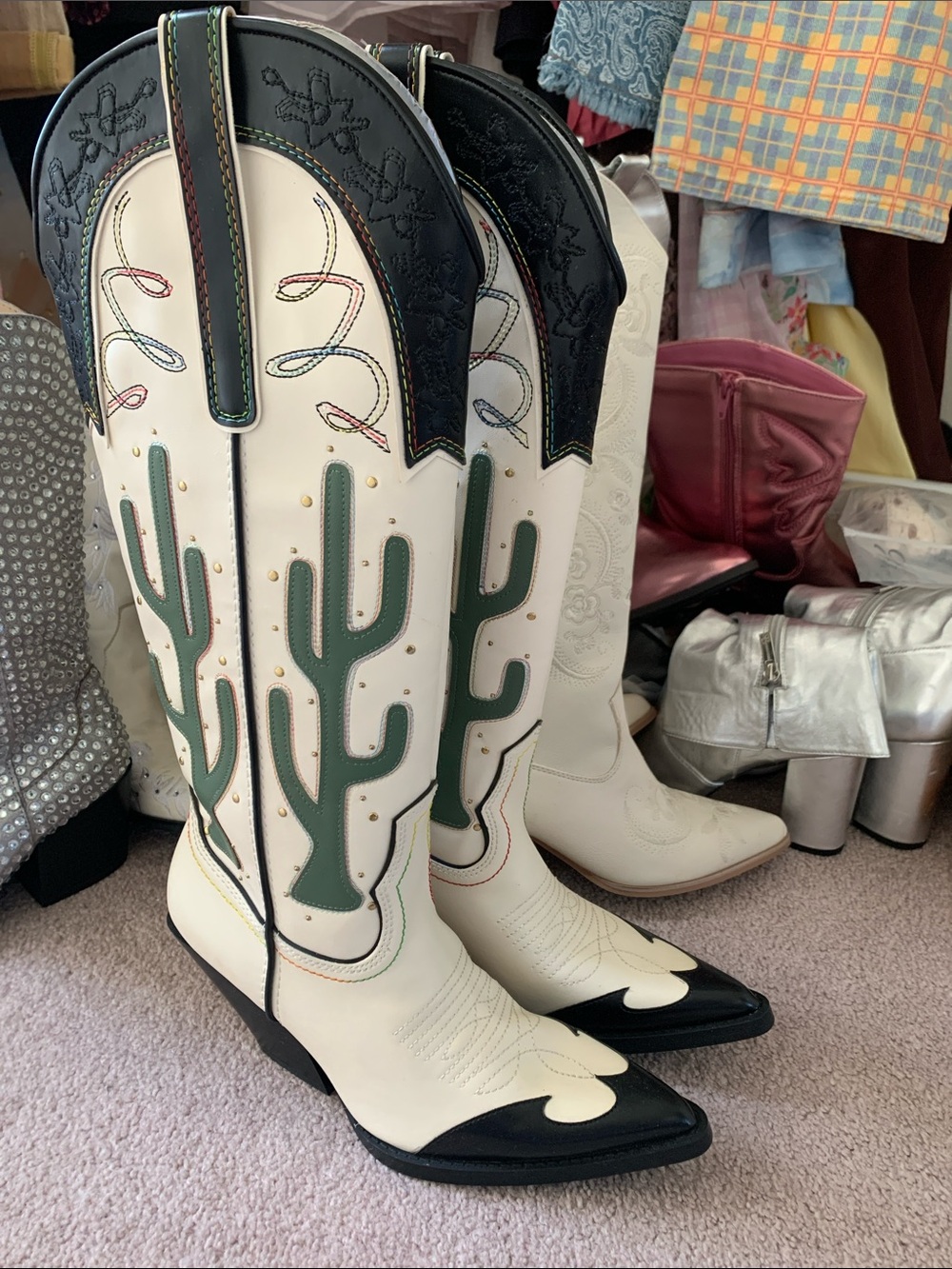 NWOT Zara Cactus Cowboy Boots